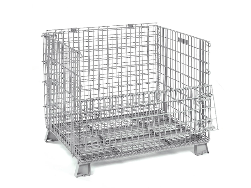 Folding Wire Container, 48"L x 40"W x 42-1/2"H, 4000 lb. Capacity, Gray