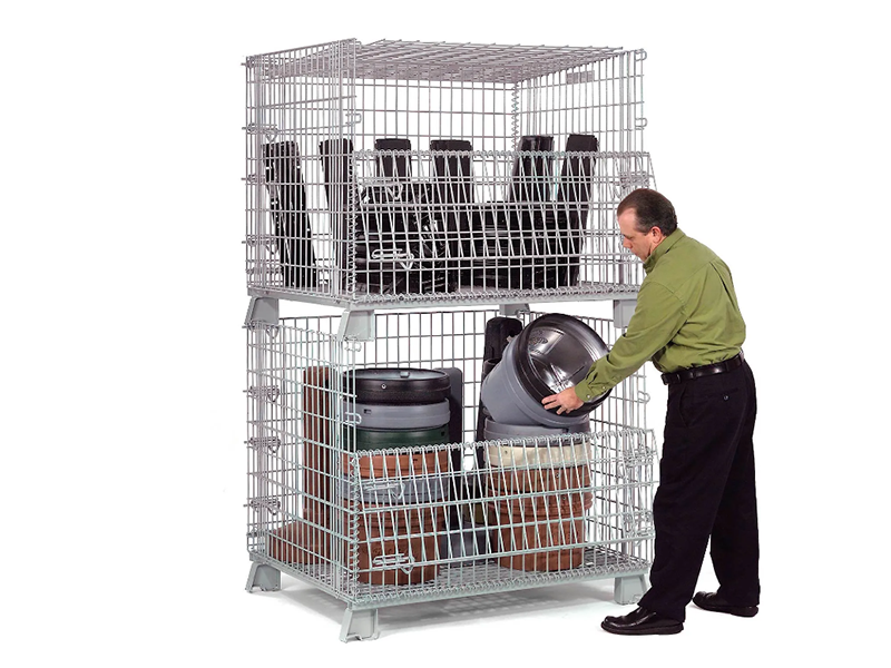 Folding Wire Container, 48"L x 40"W x 42-1/2"H, 4000 lb. Capacity, Gray