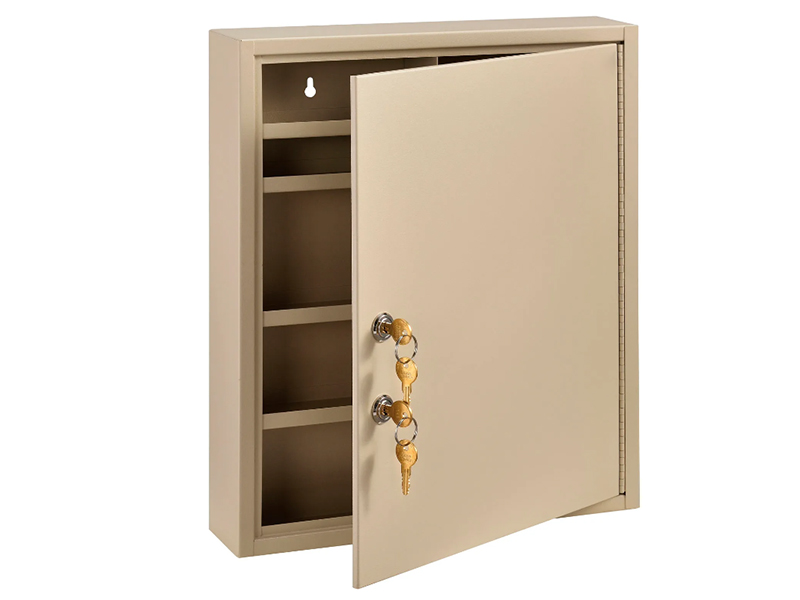 Medical Security Cabinet w/Double Key Locks, 14"Wx3-1/8"Dx17-1/8"H, Beige