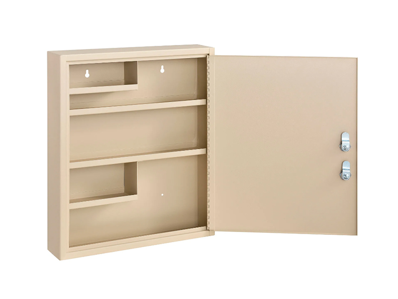 Medical Security Cabinet w/Double Key Locks, 14"Wx3-1/8"Dx17-1/8"H, Beige