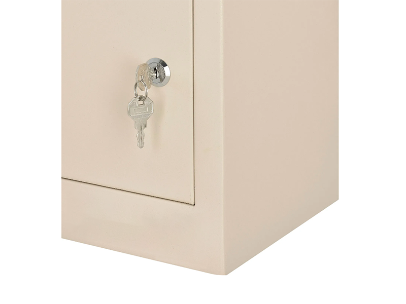 Small Medicine Cabinet, Double Door/Double Lock, 12"W x 8"D x 15"H, Beige