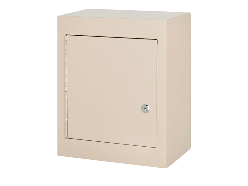 Small Medicine Cabinet, Double Door/Double Lock, 12"W x 8"D x 15"H, Beige