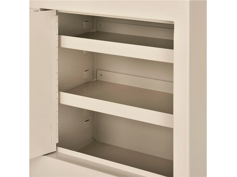 Small Medicine Cabinet, Double Door/Double Lock, 12"W x 8"D x 15"H, Beige