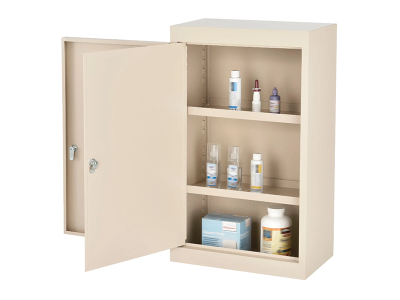 Large Medicine Cabinet, Double Door/Double Lock, 18"W x 10"D x 30"H, Beige