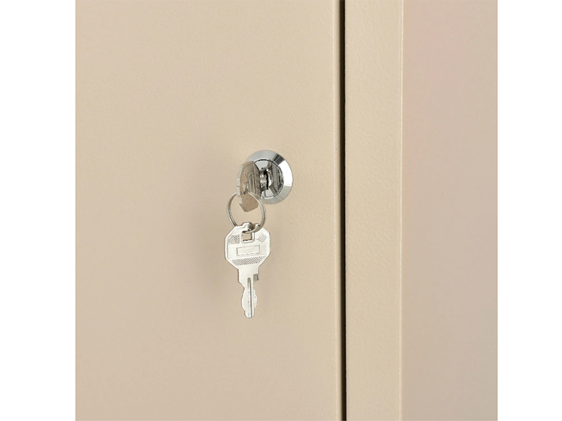 Large Medicine Cabinet, Double Door/Double Lock, 18"W x 10"D x 30"H, Beige