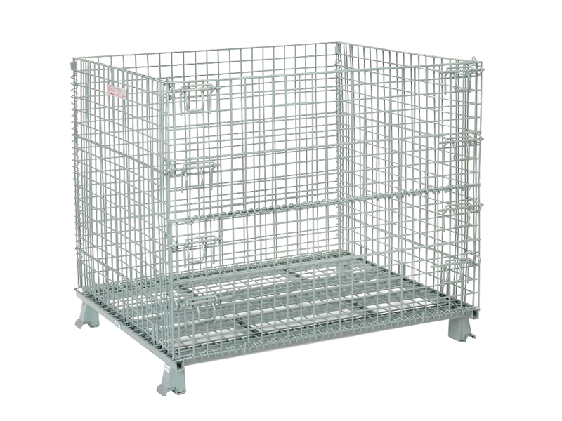 Folding Wire Container, 48"L x 40"W x 42-1/2"H, 3000 lb. Capacity, Gray
