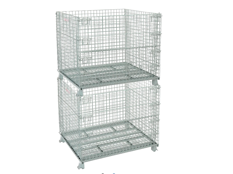 Folding Wire Container, 48"L x 40"W x 42-1/2"H, 3000 lb. Capacity, Gray