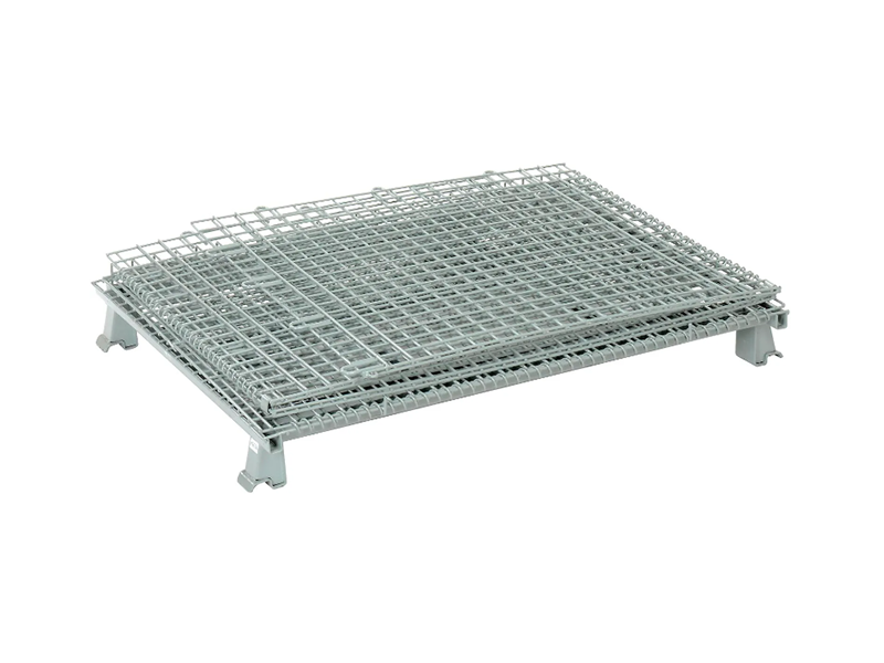Folding Wire Container, 48"L x 40"W x 42-1/2"H, 3000 lb. Capacity, Gray
