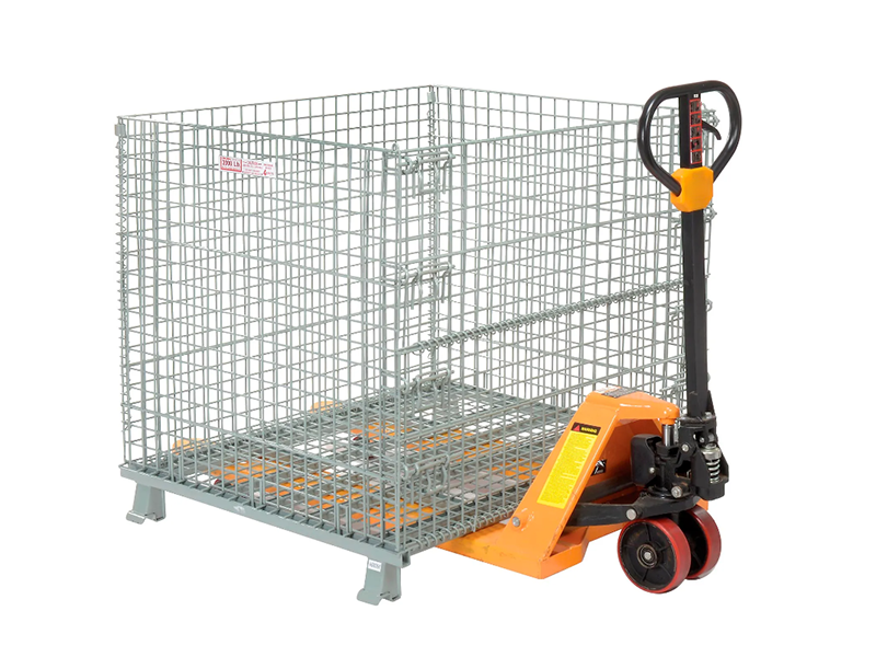 Folding Wire Container, 48"L x 40"W x 42-1/2"H, 3000 lb. Capacity, Gray