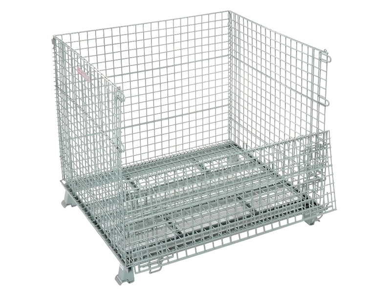 Folding Wire Container, 48"L x 40"W x 42-1/2"H, 3000 lb. Capacity, Gray