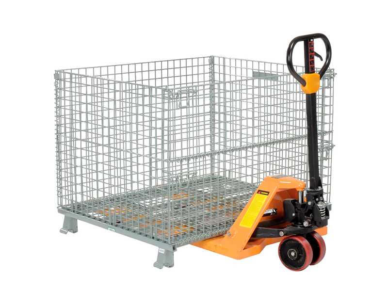 Folding Wire Container, 48"L x 40"W x 36-1/2"H, 3000 lb. Capacity, Gray