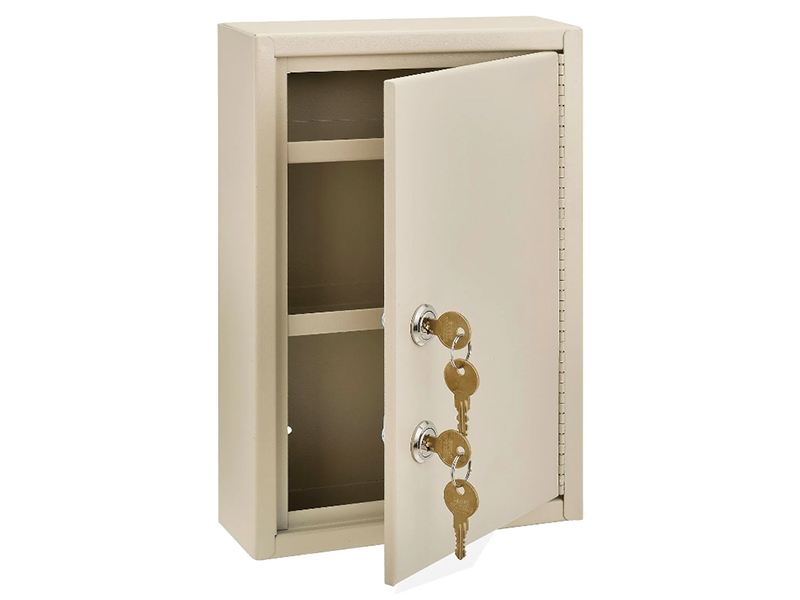 Medical Security Cabinet w/Double Key Locks, 8"W x 2-5/8"D x 12-1/8"H, Beige
