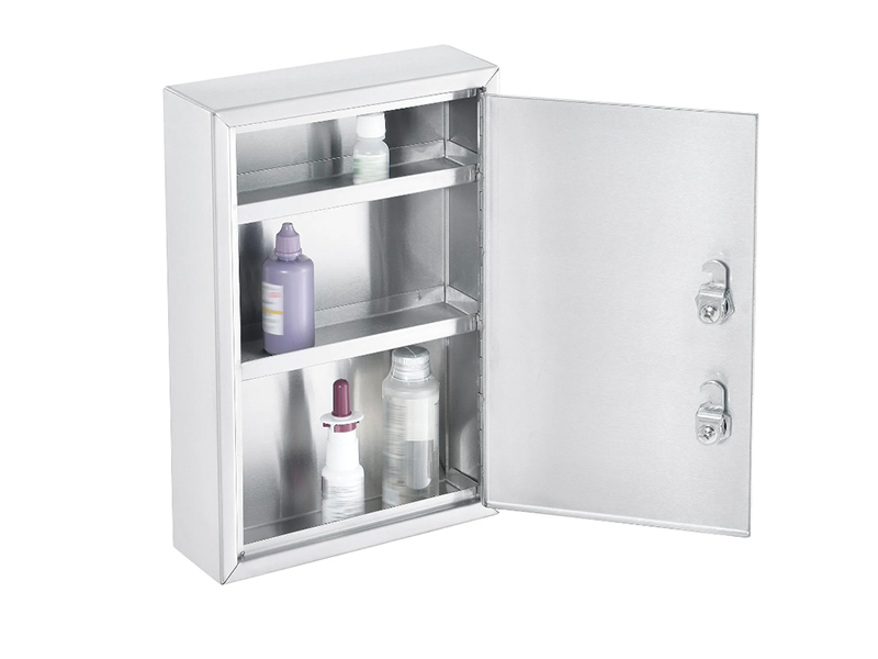Stainless Steel Medical Cabinet W/Double Key Locks, 8"Wx2-5/8"Dx12-1/8"H