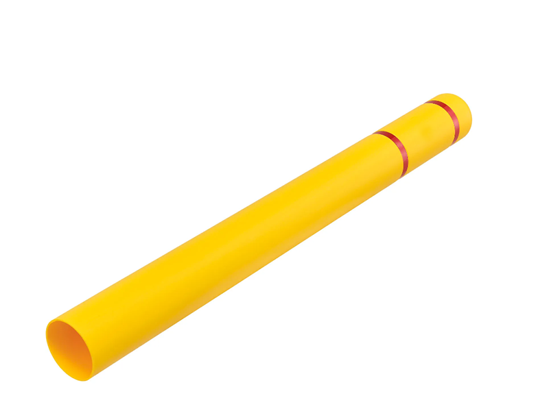 Reflective Bollard Sleeve, 4" D x 52" H, Yellow With Red Tape, HDPE