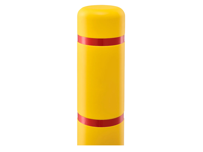 Reflective Bollard Sleeve, 4" D x 52" H, Yellow With Red Tape, HDPE