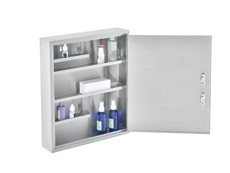 Stainless Steel Medical Cabinet W/Double Key Locks, 14"Wx3-18"Dx17-18"H