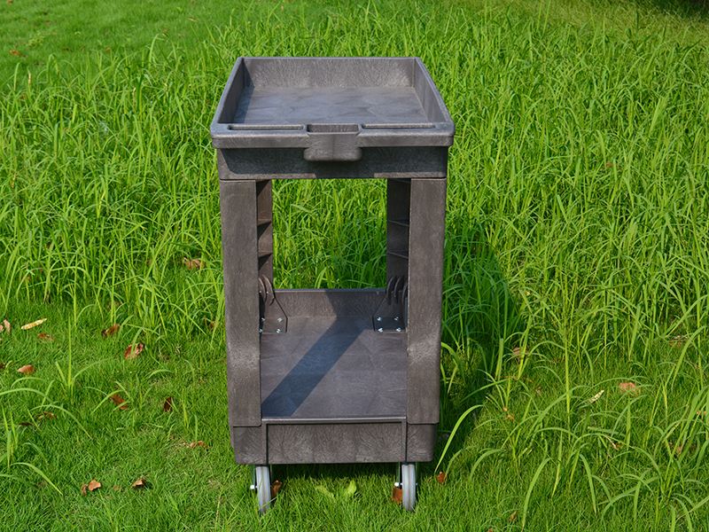 Utility Cart with Deep Lipped Plastic Shelves: 500 lb Load Capacity, Gray, 2 Shelves