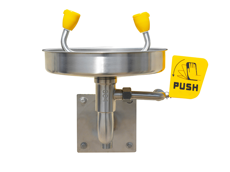 Emergency Eyewash Station, Wall Mount, Stainless Steel