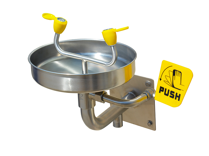 Emergency Eyewash Station, Wall Mount, Stainless Steel