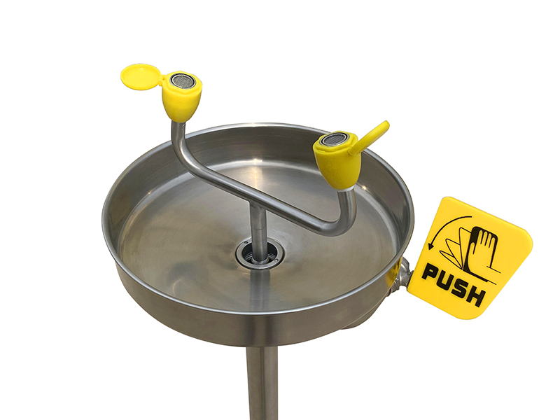 Emergency Eyewash Station, Pedestal Mount, Stainless Steel