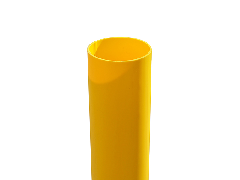 Reflective Bollard Sleeve, 4" D x 52" H, Yellow With Red Tape, HDPE