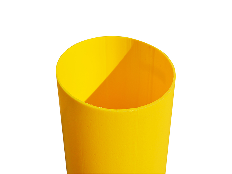Reflective Bollard Sleeve, 6" D x 52" H, Yellow With Red Tape, HDPE