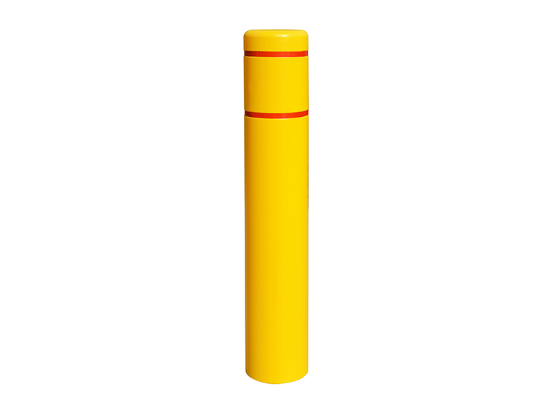 Reflective Bollard Sleeve, 8" D x 52" H, Yellow With Red Tape, HDPE