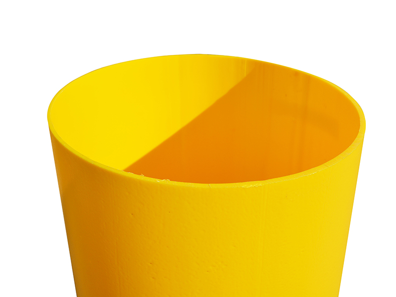 Reflective Bollard Sleeve, 8" D x 52" H, Yellow With Red Tape, HDPE